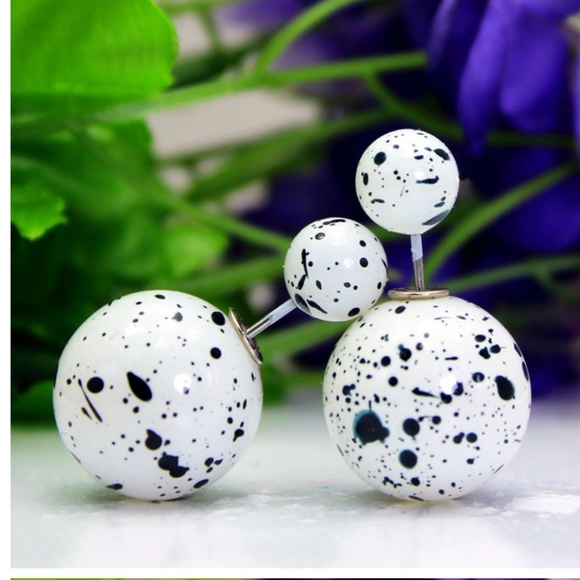 3 Speckled Double Sided Front Back Stud Earrings - Picture 4 of 8